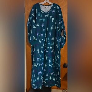 Women's Teal Nightgown with Animal Print